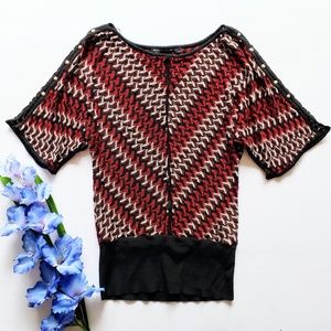 White House Black Market Red/Black Knit Sweater